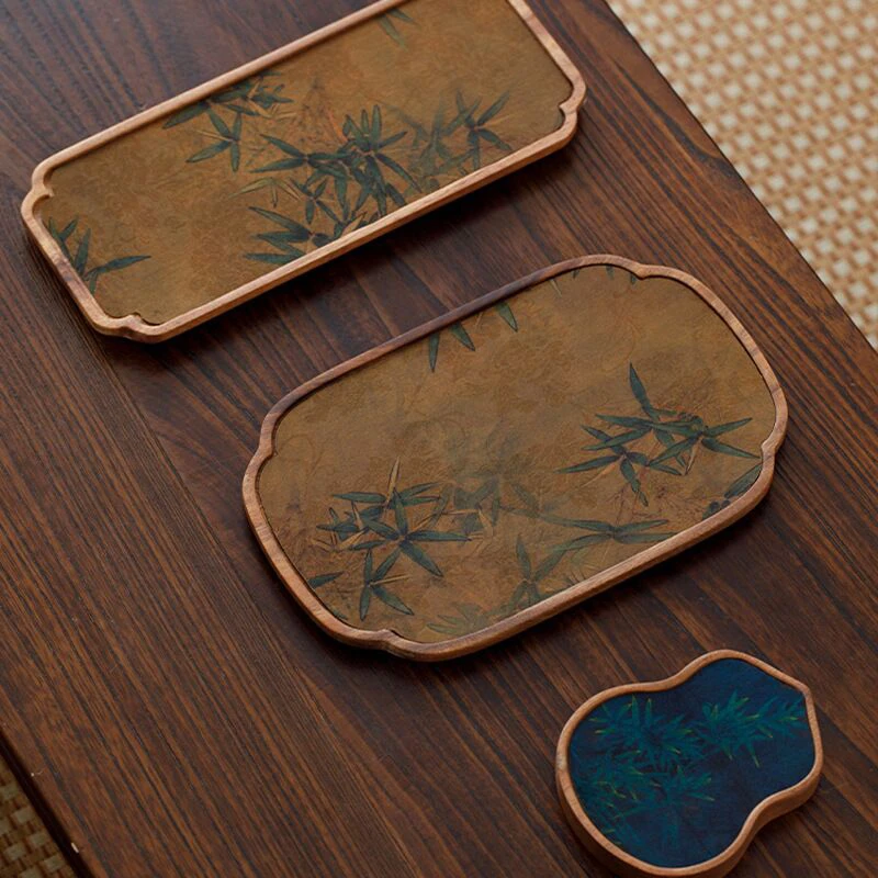 胡桃木茶席干泡复古中式家用国潮小型功夫茶具茶盘托盘古风托盘