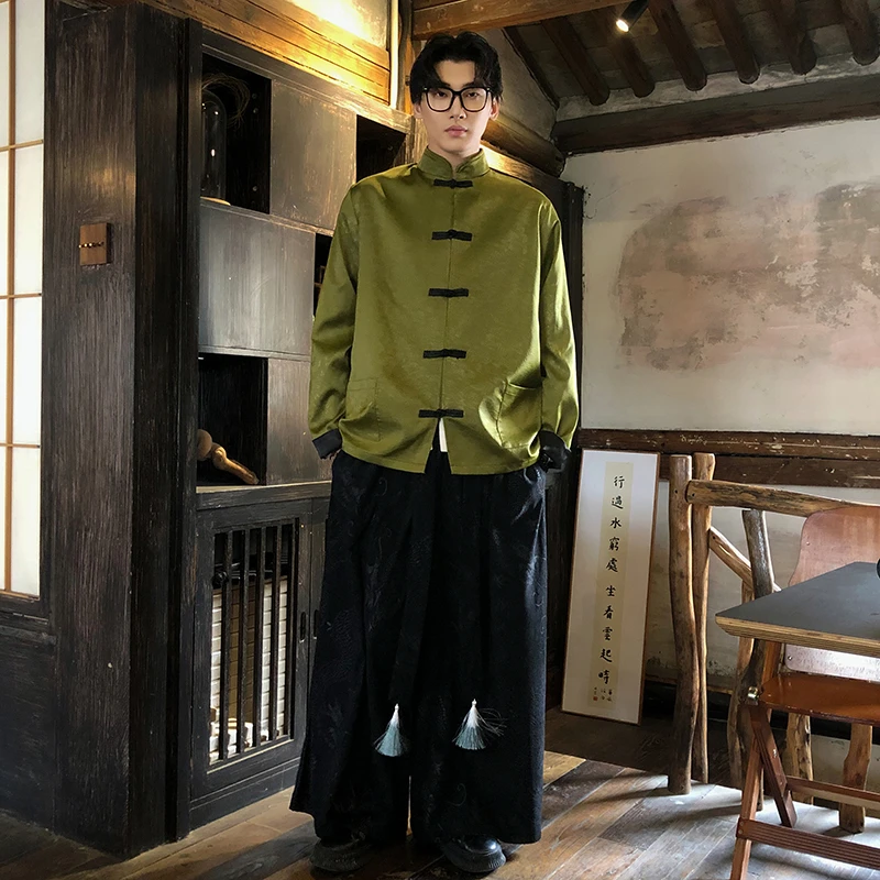 新中式男装夹克上衣2025春季民族风宽松复古立领盘扣唐装长袖外套