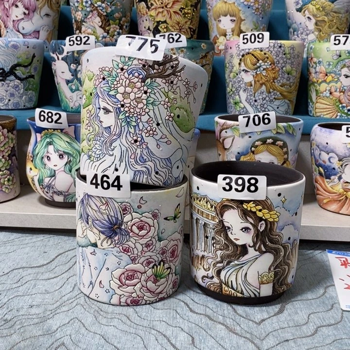 红陶回****冷景德镇陶瓷多彩花盆