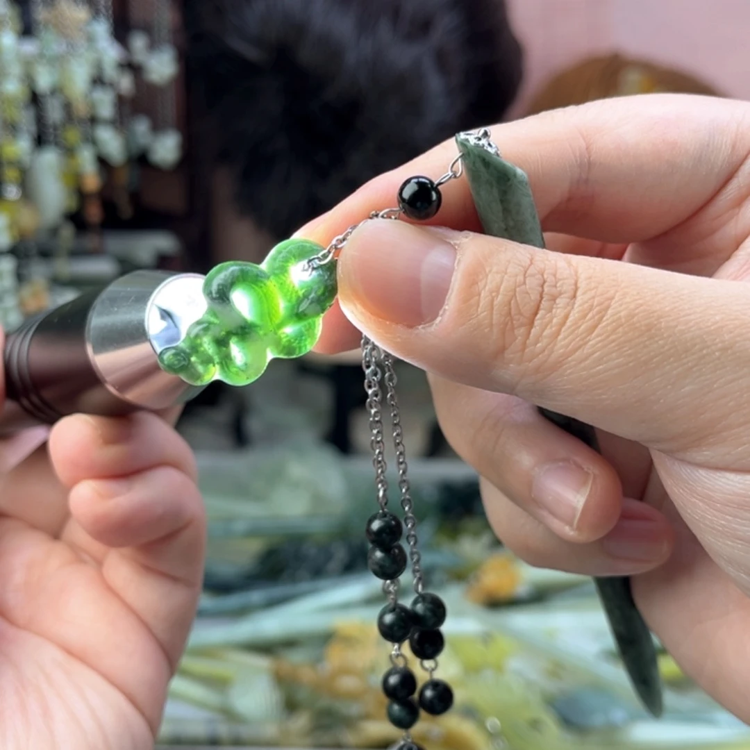 蛇纹石玉发饰未镶嵌长度14.5厘米左右