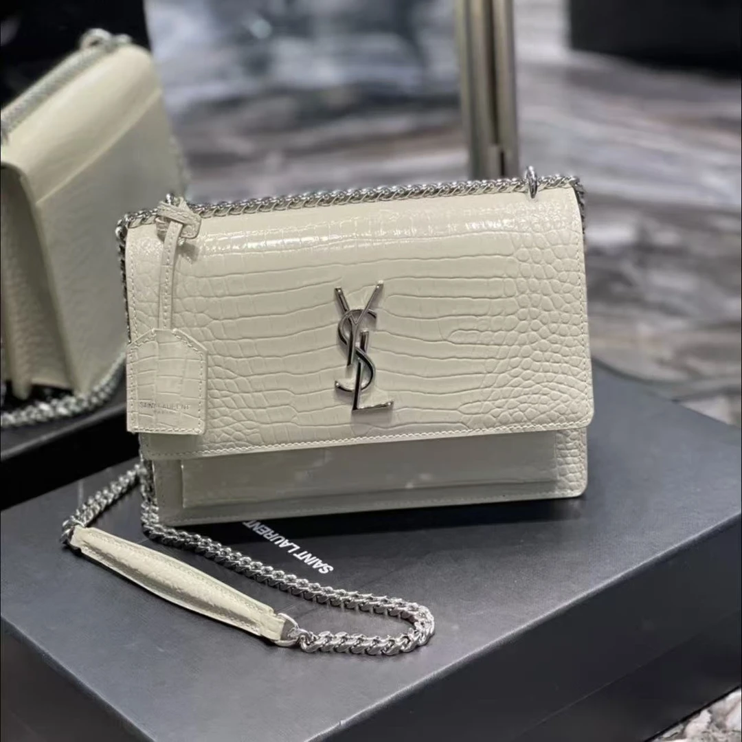 99新 YSL/圣罗兰 包展专属 YSL白银中号日落
