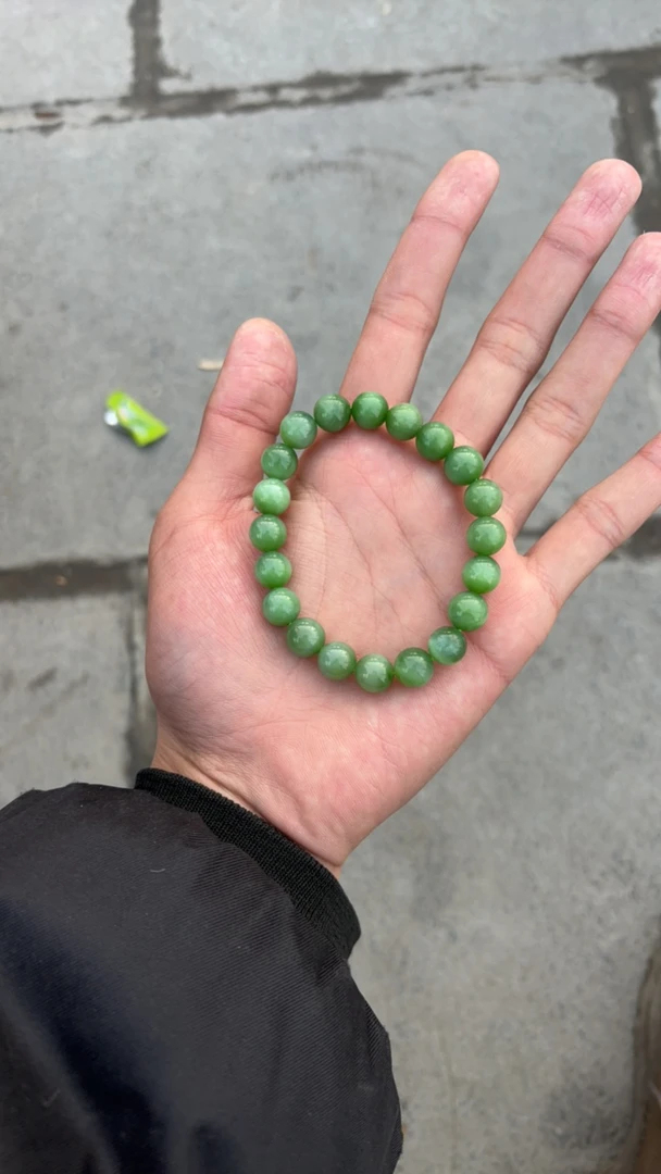 和田玉手串卡10 带猫