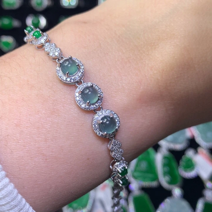 【闪购商品】翡翠颈饰银S925镶嵌天然翡翠