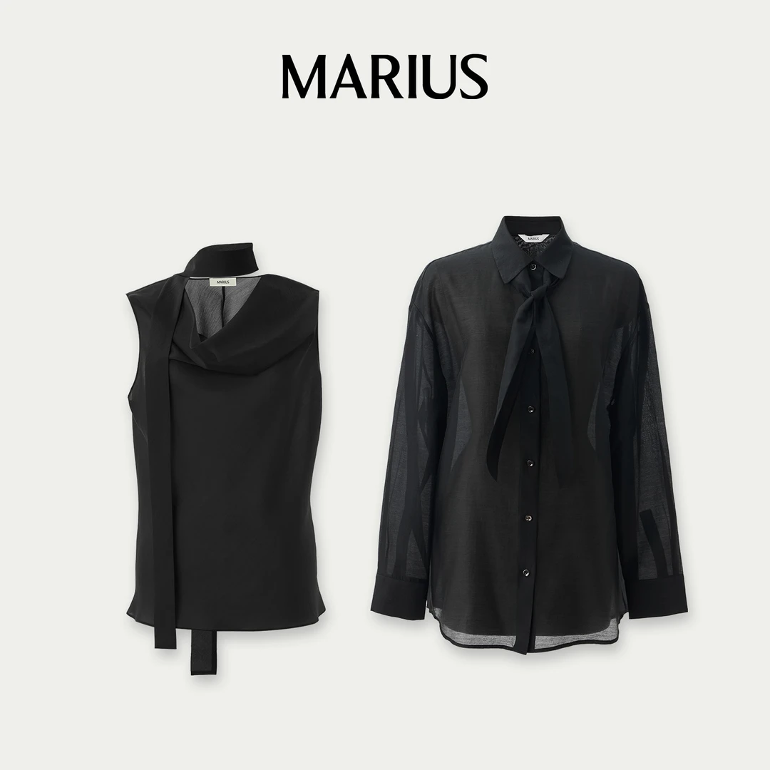 MARIUS"逐风系列"优雅可拆卸飘带衬衫荡领上衣
