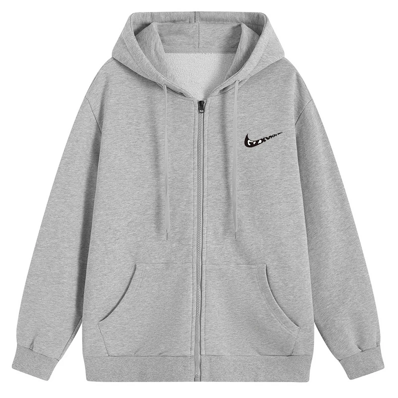 耐NK克开衫连帽卫衣男士秋冬新款休闲宽松运动情侣时尚百搭外套潮