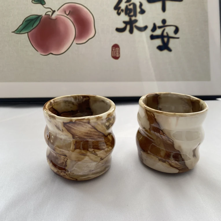 景德镇高温窑变手捏杯美式风对杯（2只）