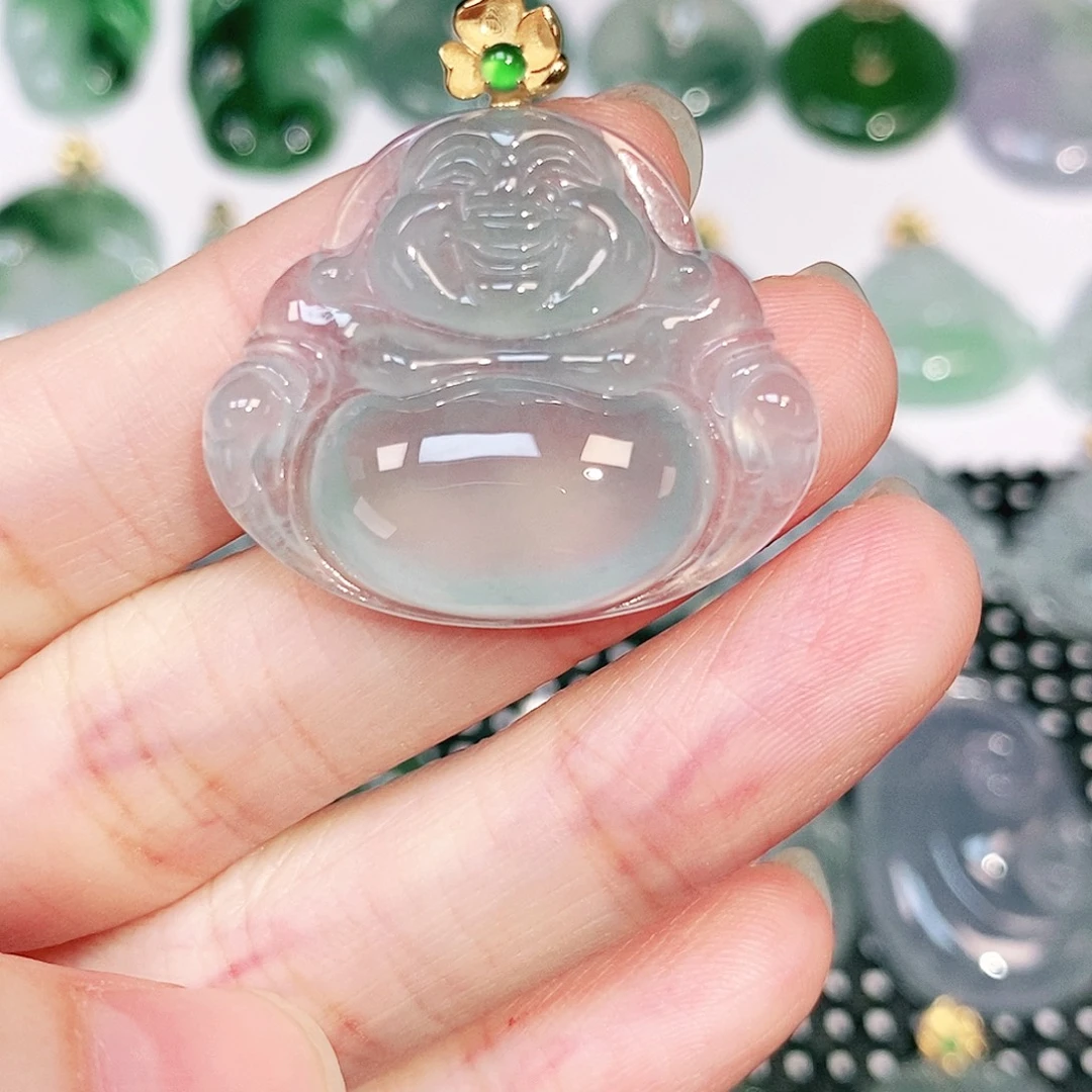 吊坠(不含链)18K金镶嵌翡翠