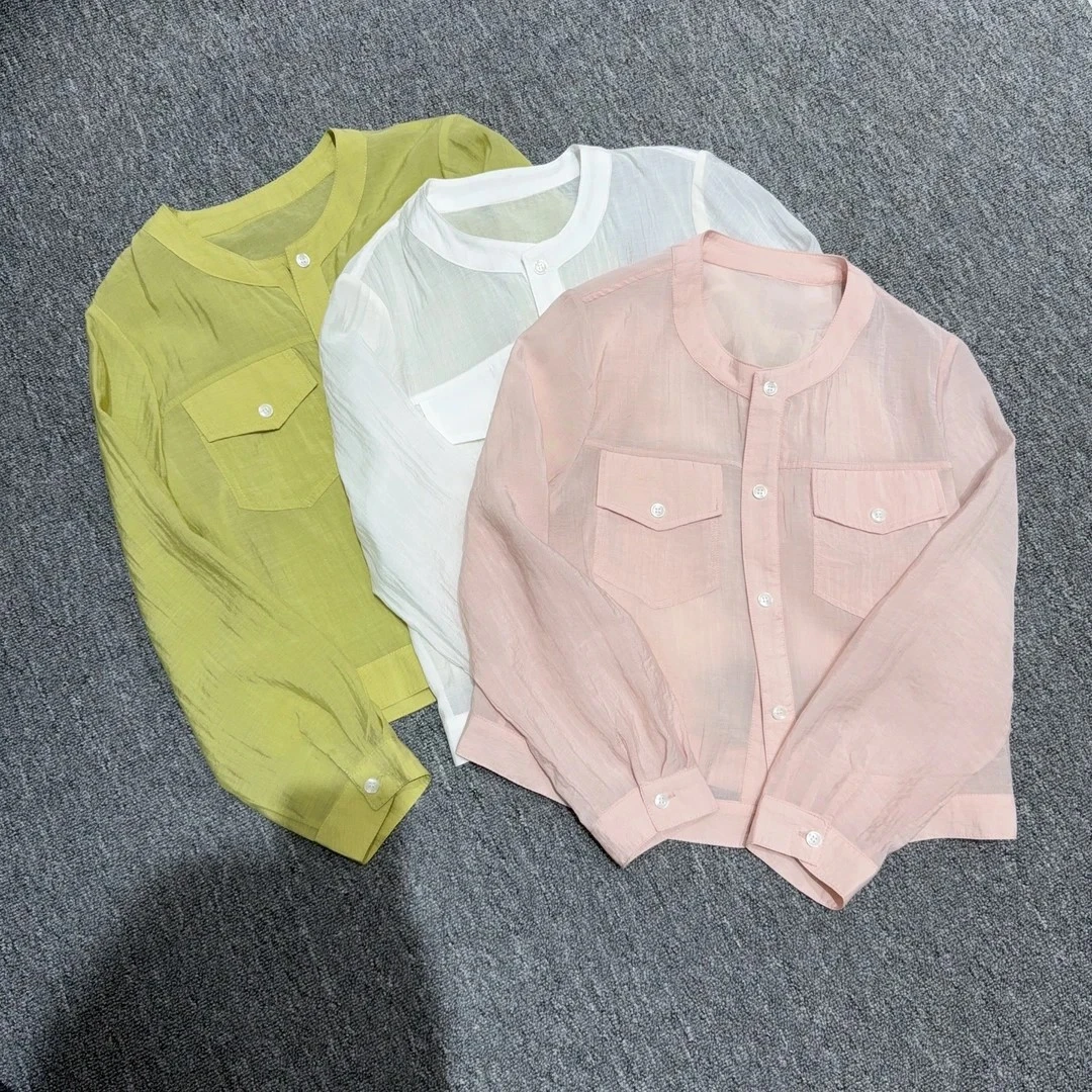 薄款长袖休闲防晒衬衫外套女2025短款今年流行超新款百搭款防晒衣