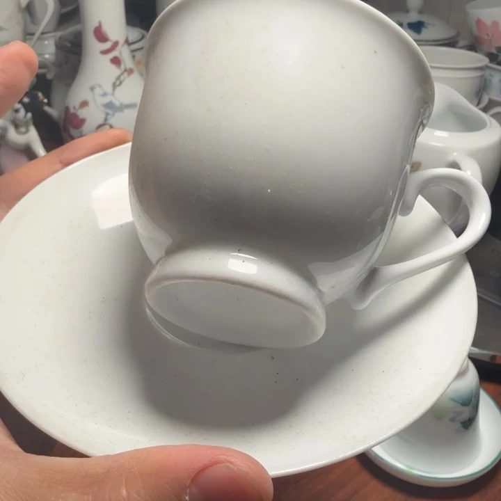 醴陵高温纯白200毫升杯碟微瑕包邮