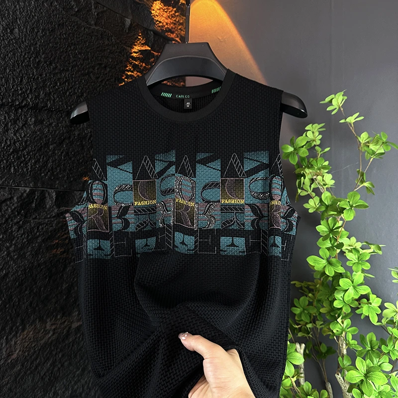 中青年无袖霸气坎肩休闲T恤男士夏季背心大码宽松薄款上衣服速干