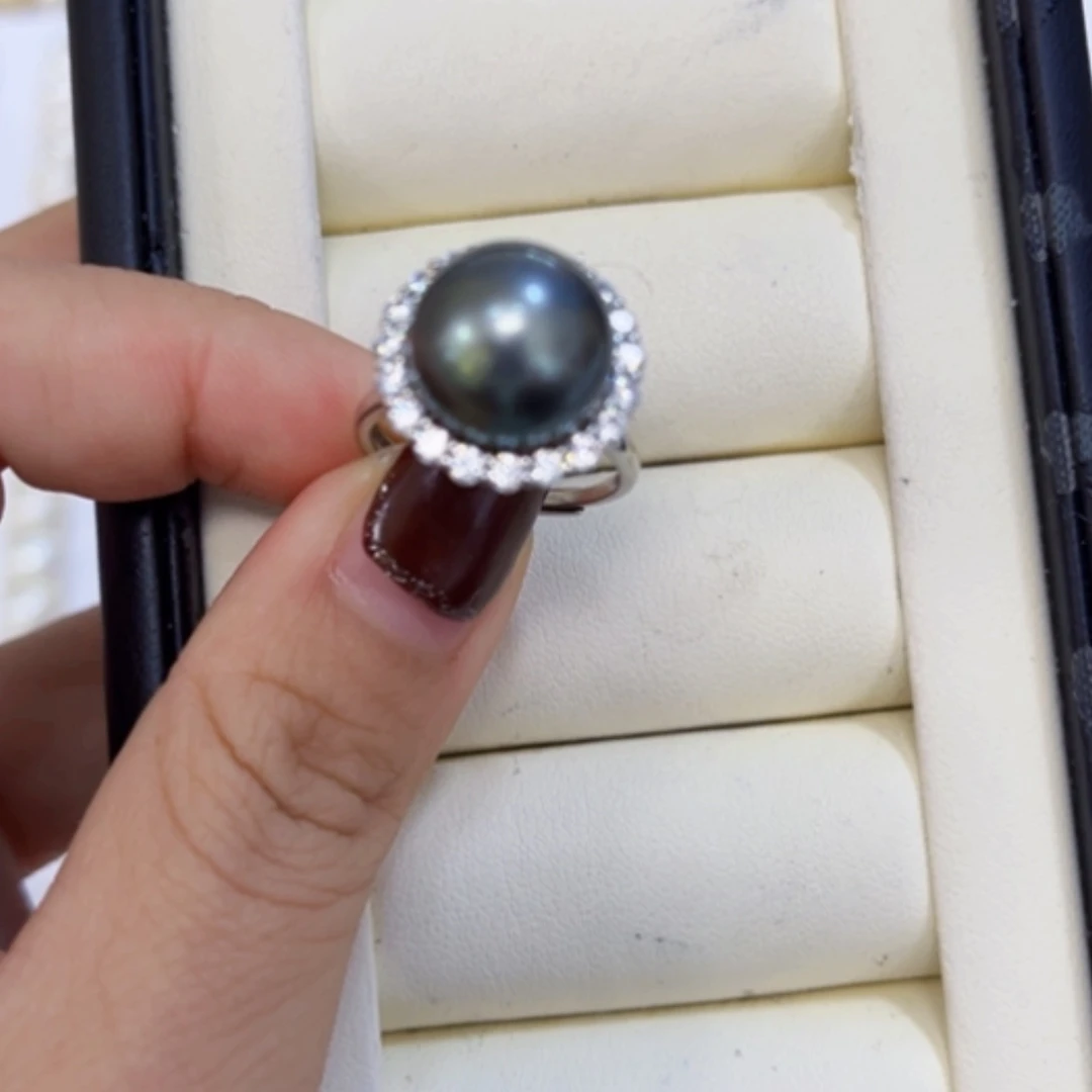 【闪购商品】海水珍珠戒圈银S925镶嵌12.1mm