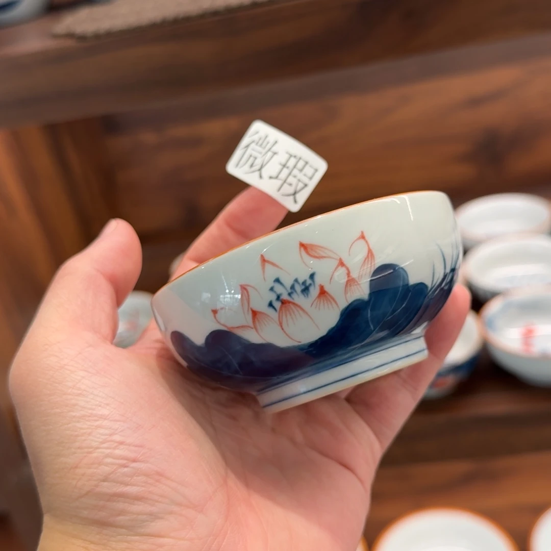 釉下手绘茶具微瑕