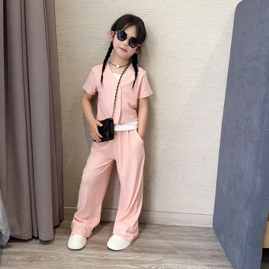 女童夏装套装儿童夏季洋气炸街童装中大童小女孩休闲阔腿裤两件套