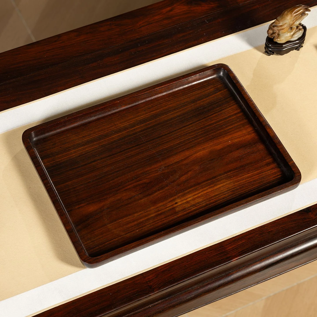 清代 红木整挖呈盘老物件古董收藏真品中式摆件大红酸枝文房盘