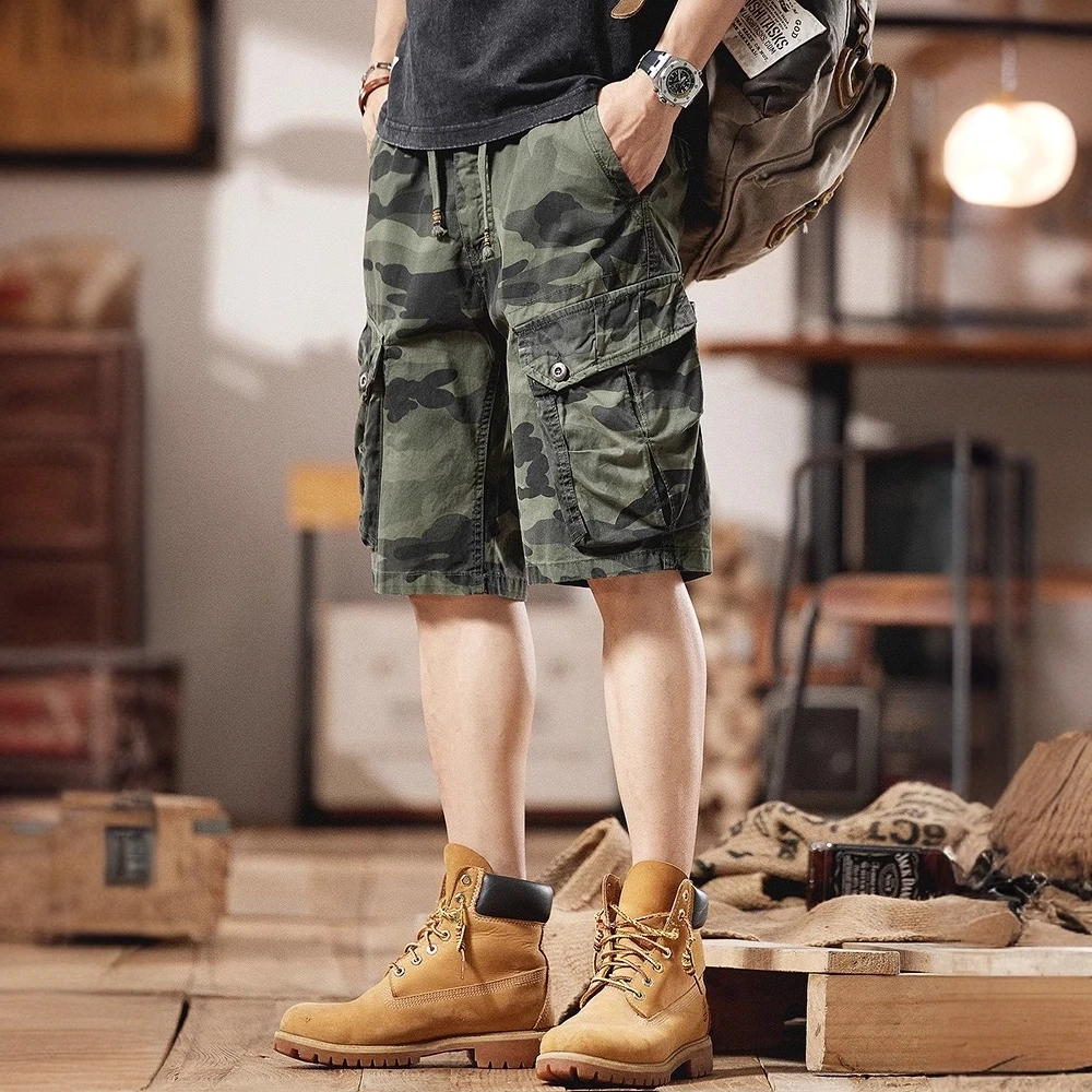 斯里卡琪迷彩工装短裤男士夏季薄款宽松五分中裤子男裤新款马裤