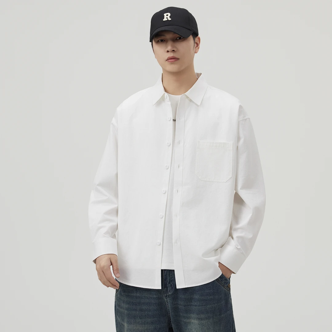 秋季男士长袖衬衫宽松格子中青年秋衣商务休闲秋装上衣男装衬衣