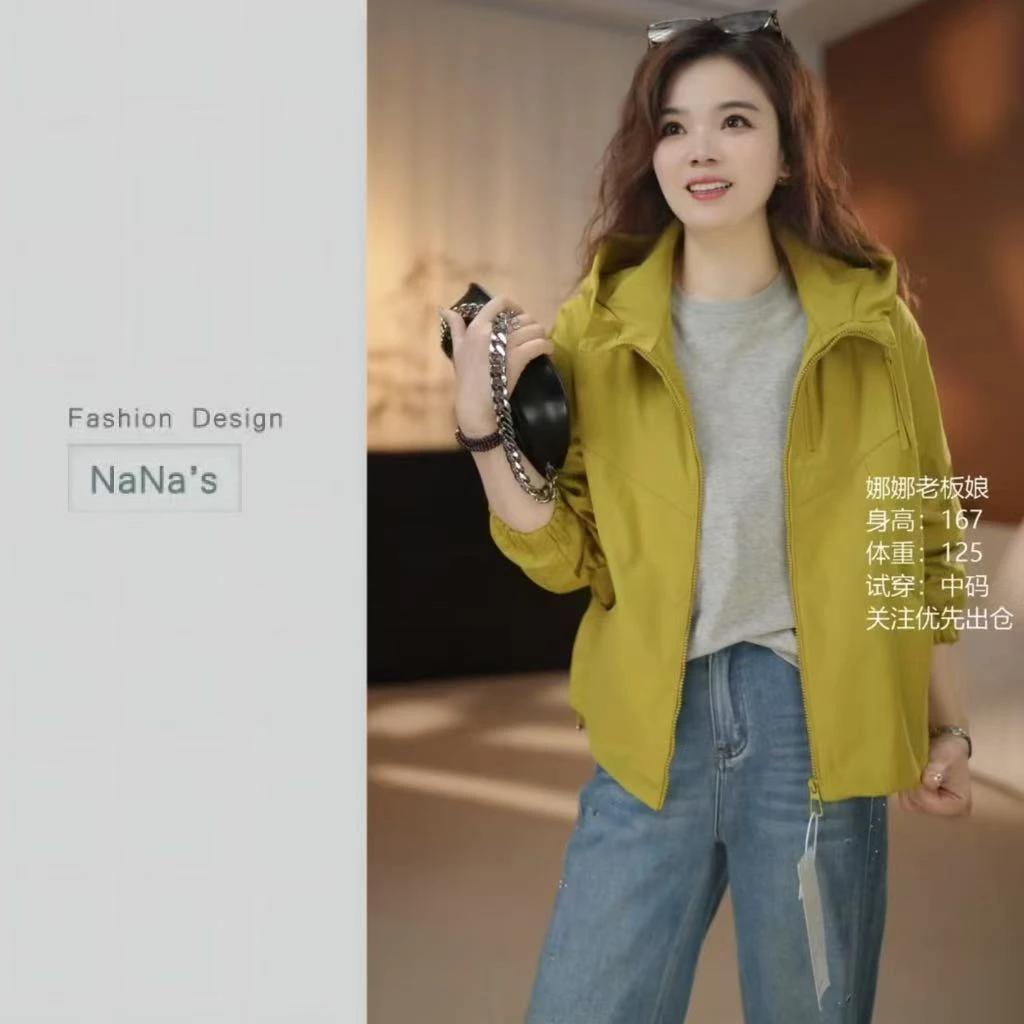 NaNa's双拉链冲锋衣外套新款连帽时尚设计感宽松百搭韩版夹克上衣
