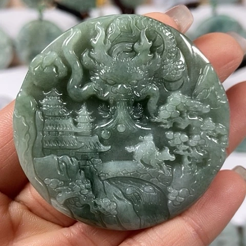 翡翠颈饰未镶嵌龙行天下福利