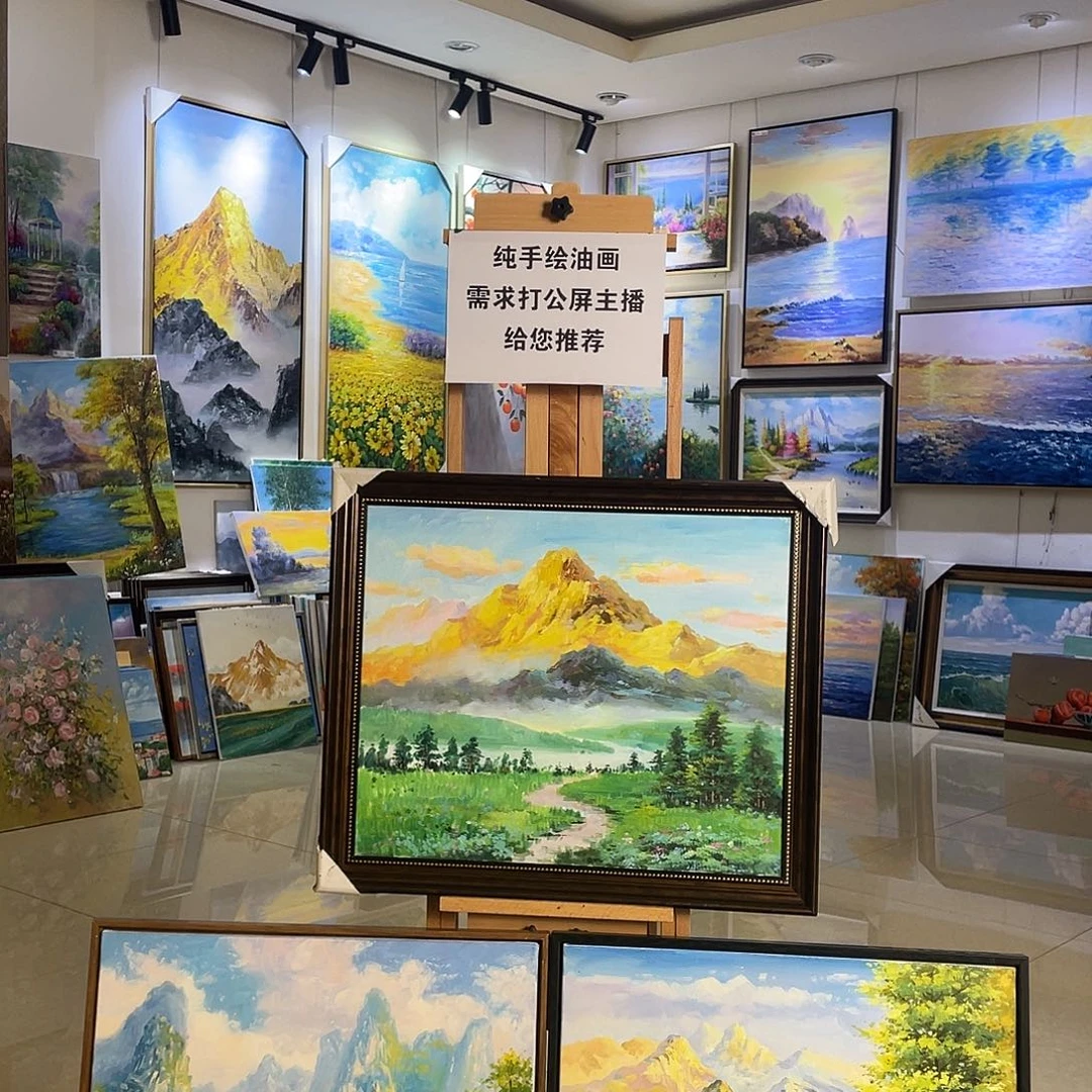 横款纯手绘油画，带框60*70cm