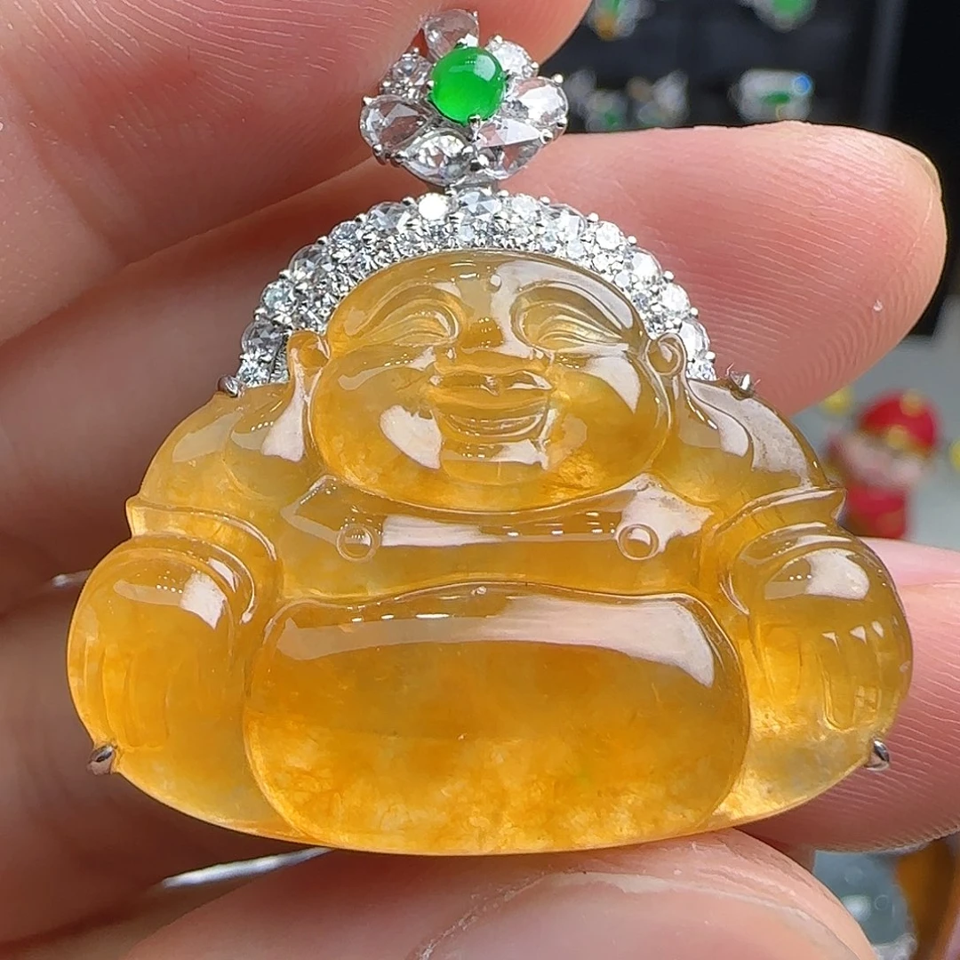 翡翠18K金镶嵌颈饰天然翡翠