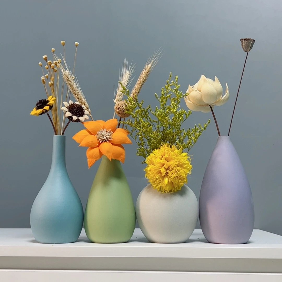 摆件景德镇手作陶瓷花瓶摆件无孔