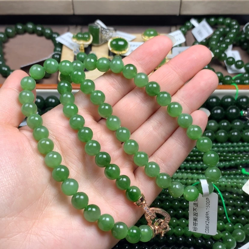 【闪购商品】和田玉（碧玉）颈饰未镶嵌8m无黑点