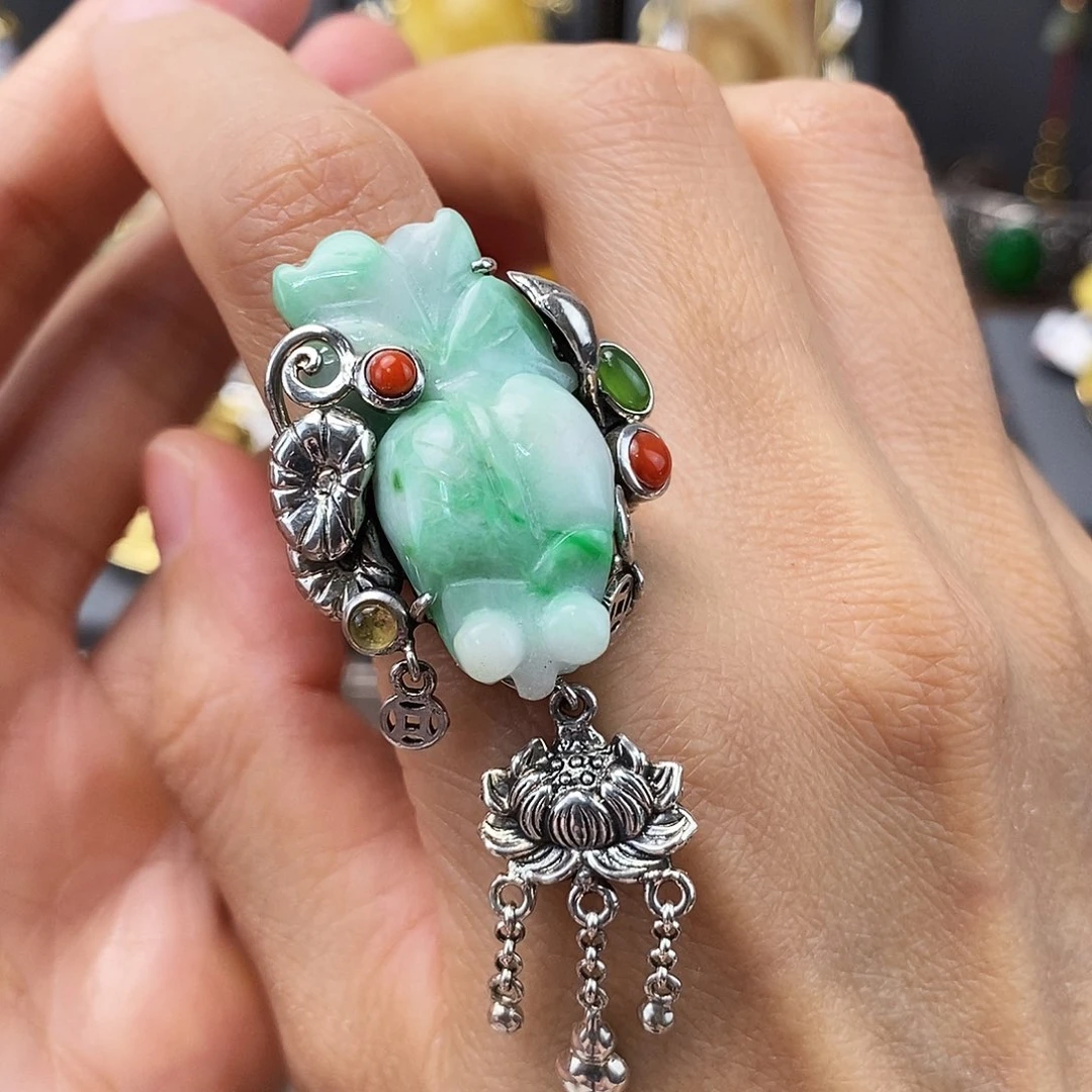 翡翠银S925镶嵌戒指