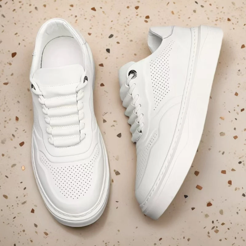 厚底透气爆款潮流板鞋百搭板鞋休闲鞋真皮小白鞋休闲低帮男款白色