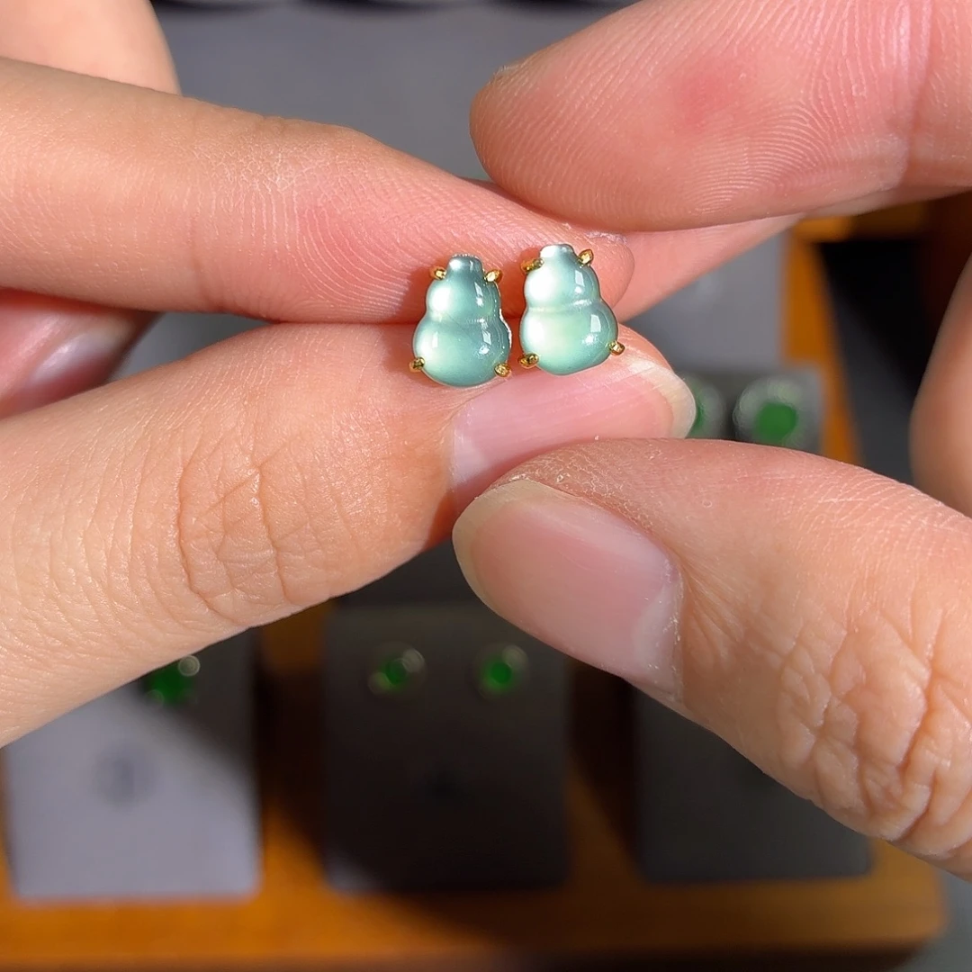 翡翠银S925镶嵌耳饰耳饰