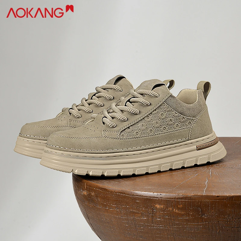 Aokang/奥康2025秋季圆头时尚百搭潮低帮厚底耐磨舒适休闲板鞋