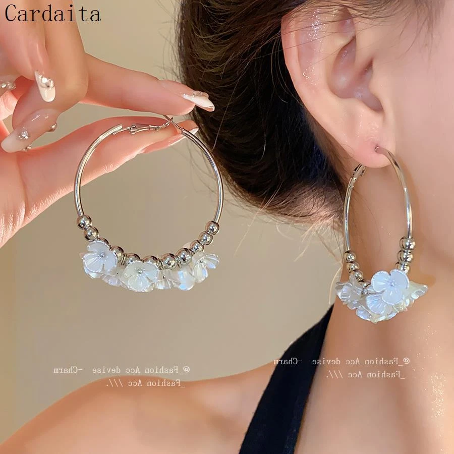 铜合金锆石耳饰 银针亚克力花朵耳环韩系时尚小众设计ins耳圈百搭