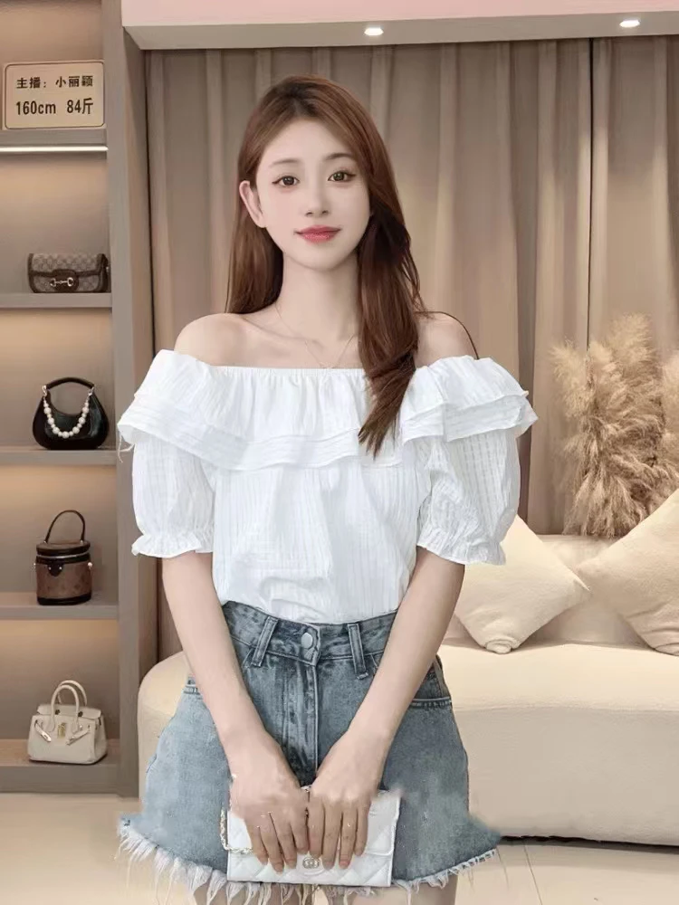 泡泡棉荷叶边可爱韩系百搭上衣