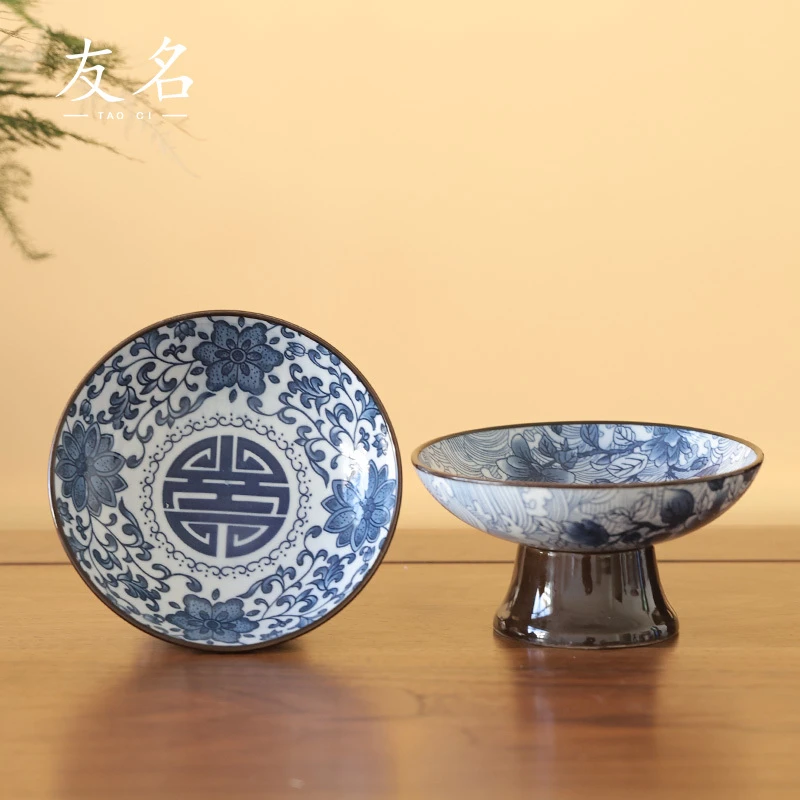 青花小万福+盘花果盘壶承-1107