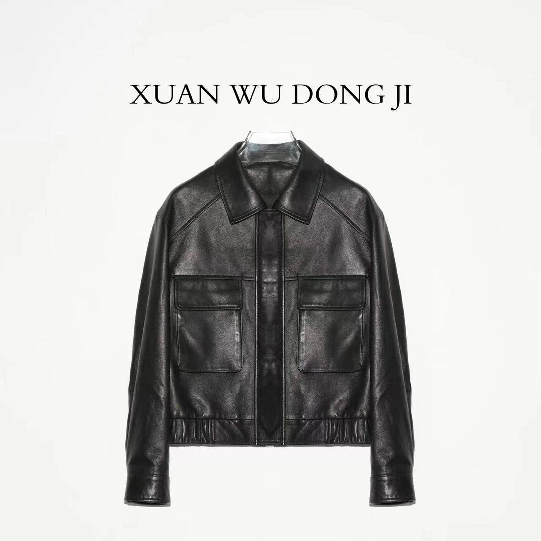 海宁新款百搭植鞣绵羊皮休闲宽松外套春季真皮网红洋气炸街女装