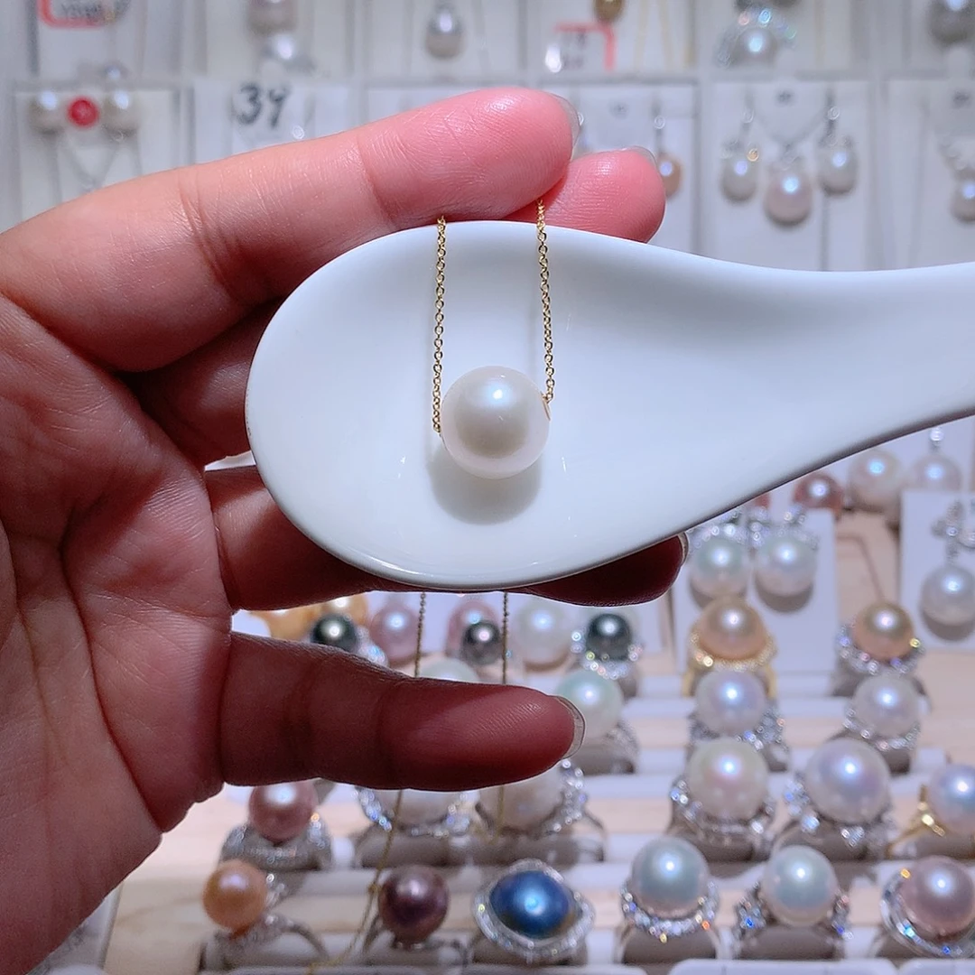 吊坠(赠链)淡水珍珠18K金镶嵌CC13mm