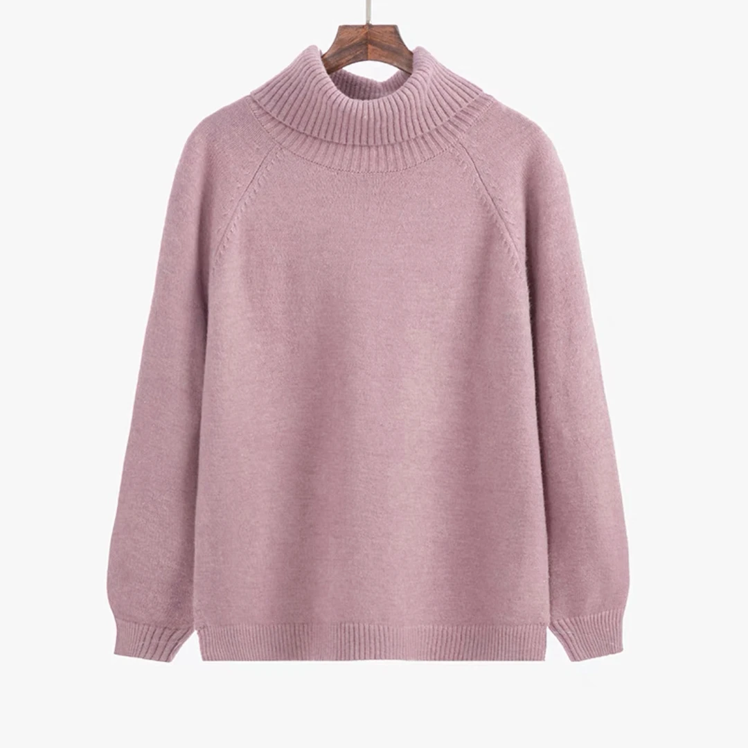清-2024秋冬新款套头高领加厚宽松针织毛衣232147