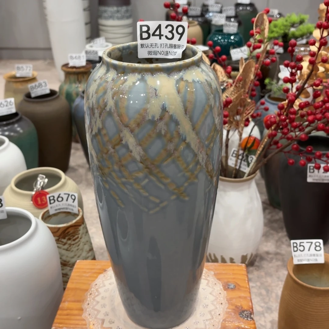 摆件439 景德镇陶瓷花瓶高34口9