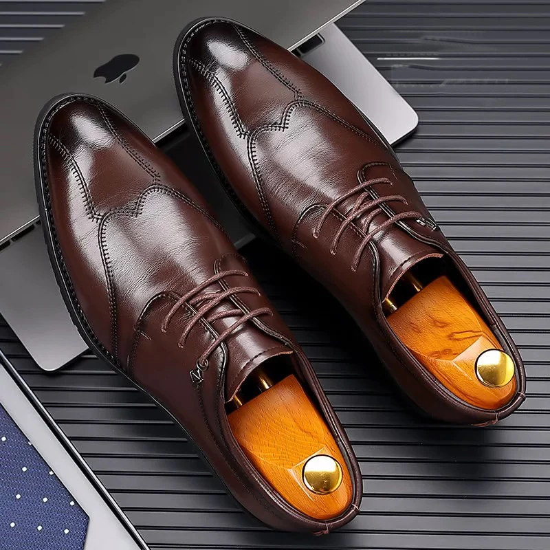 2025新款皮鞋男时尚高端商务正装西装牛皮鞋子新郎鞋软底结婚鞋