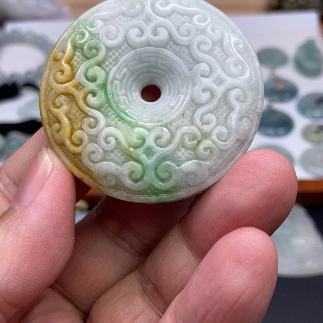 翡翠未镶嵌颈饰平安牌 天然缅甸A货翡翠