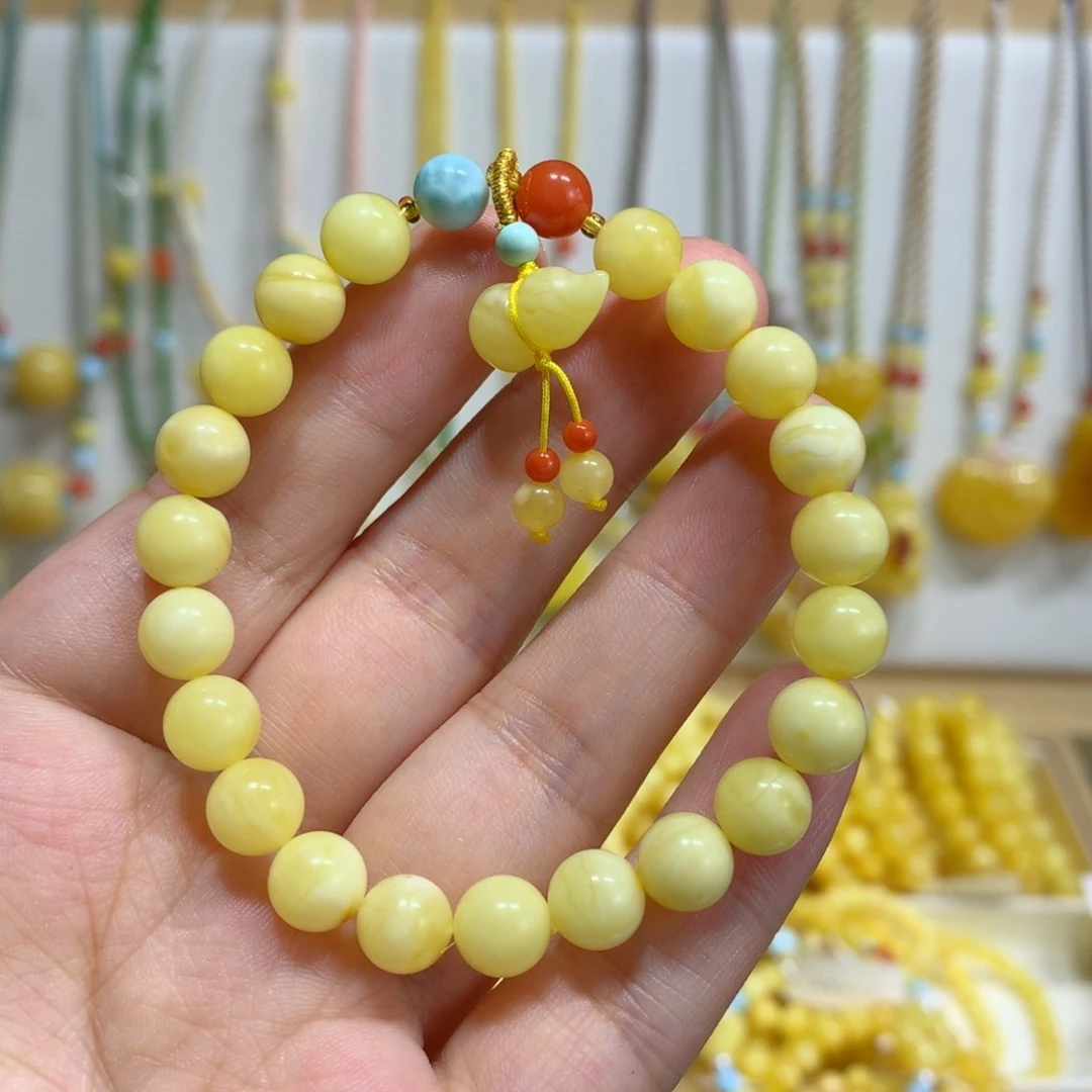 未镶嵌蜜蜡手链7.7m m