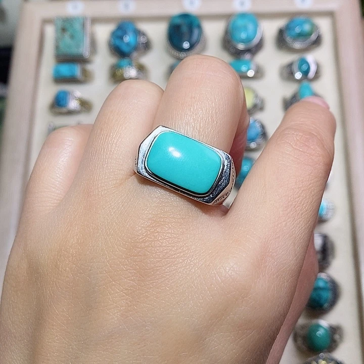 海***水银S925镶嵌绿松石挂件