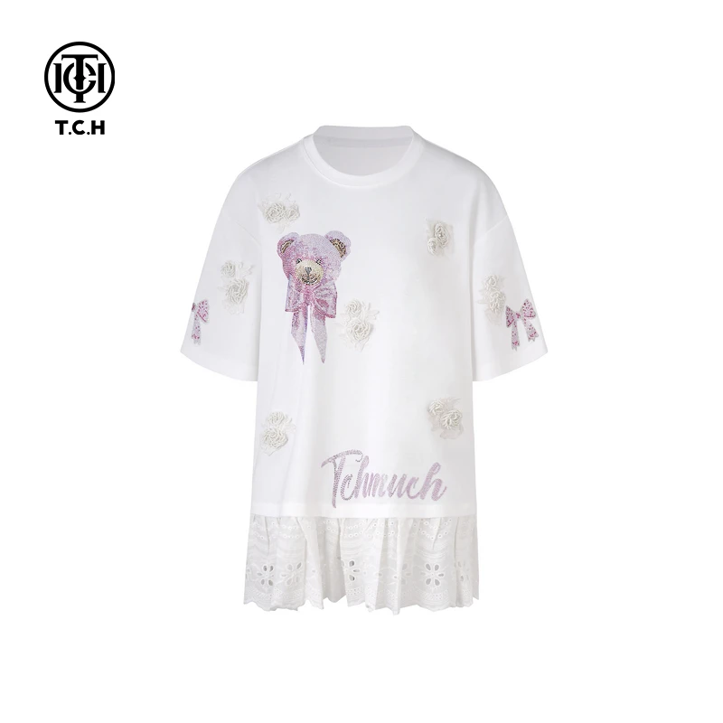 下架-TCH潮牌25春夏新款烫钻工艺休闲时尚百搭T恤T75A10E5036