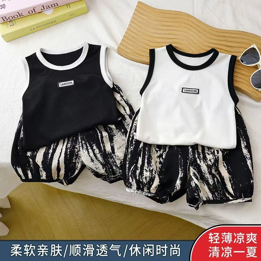 男童夏季背心套装新款宝宝夏装无袖潮流韩版热统帅气炸街两件套