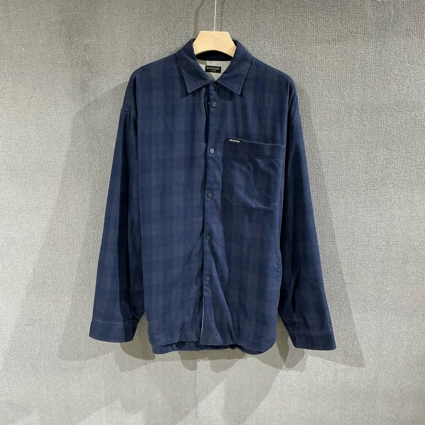 99新 Balenciaga/巴黎世家  （pm）格纹衬衫外套 3码/6266
