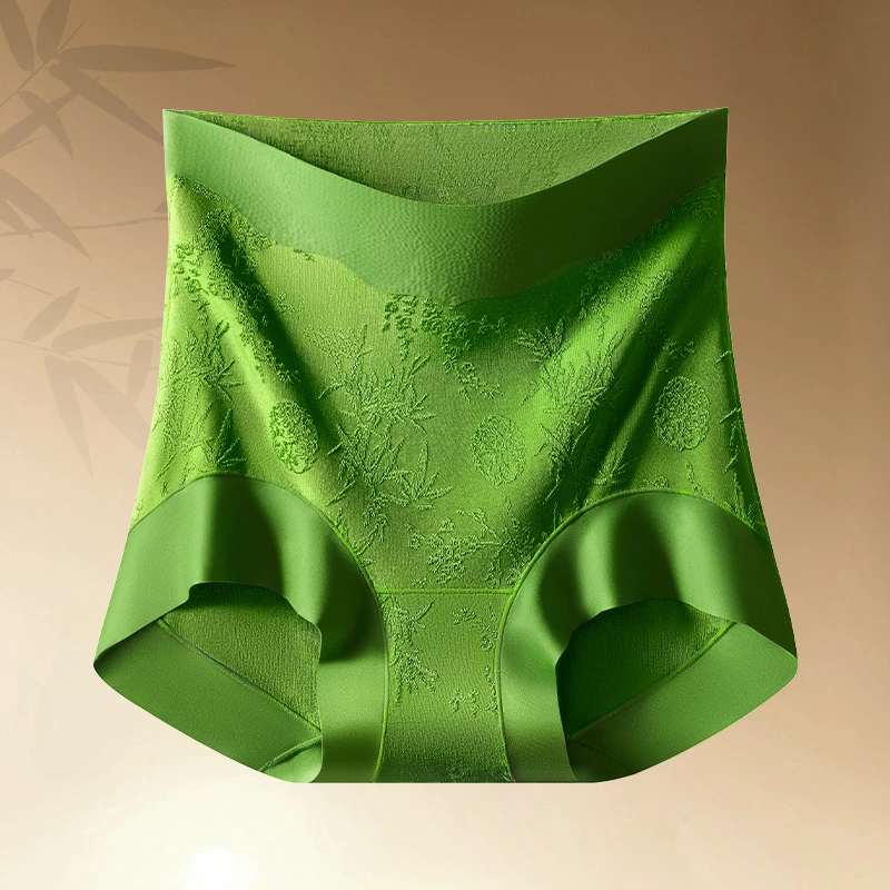 新中式高腰浮雕塑体内裤女收腹无痕高弹亲肤舒适透气提臀女士三角