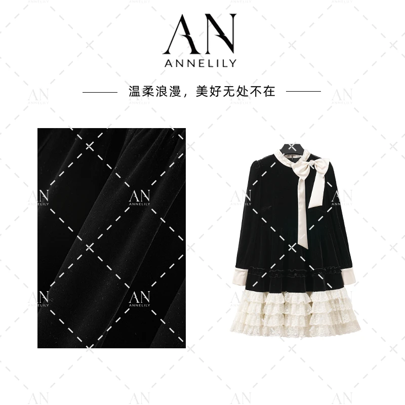 ANNELILY【芮伊】新款秋冬气质轻奢仙气连衣裙AQ2412002