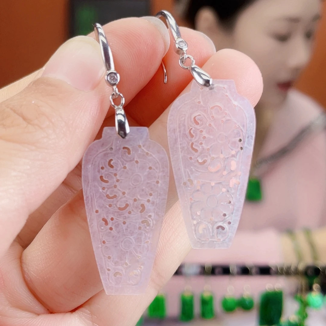 翡翠银S925镶嵌耳饰