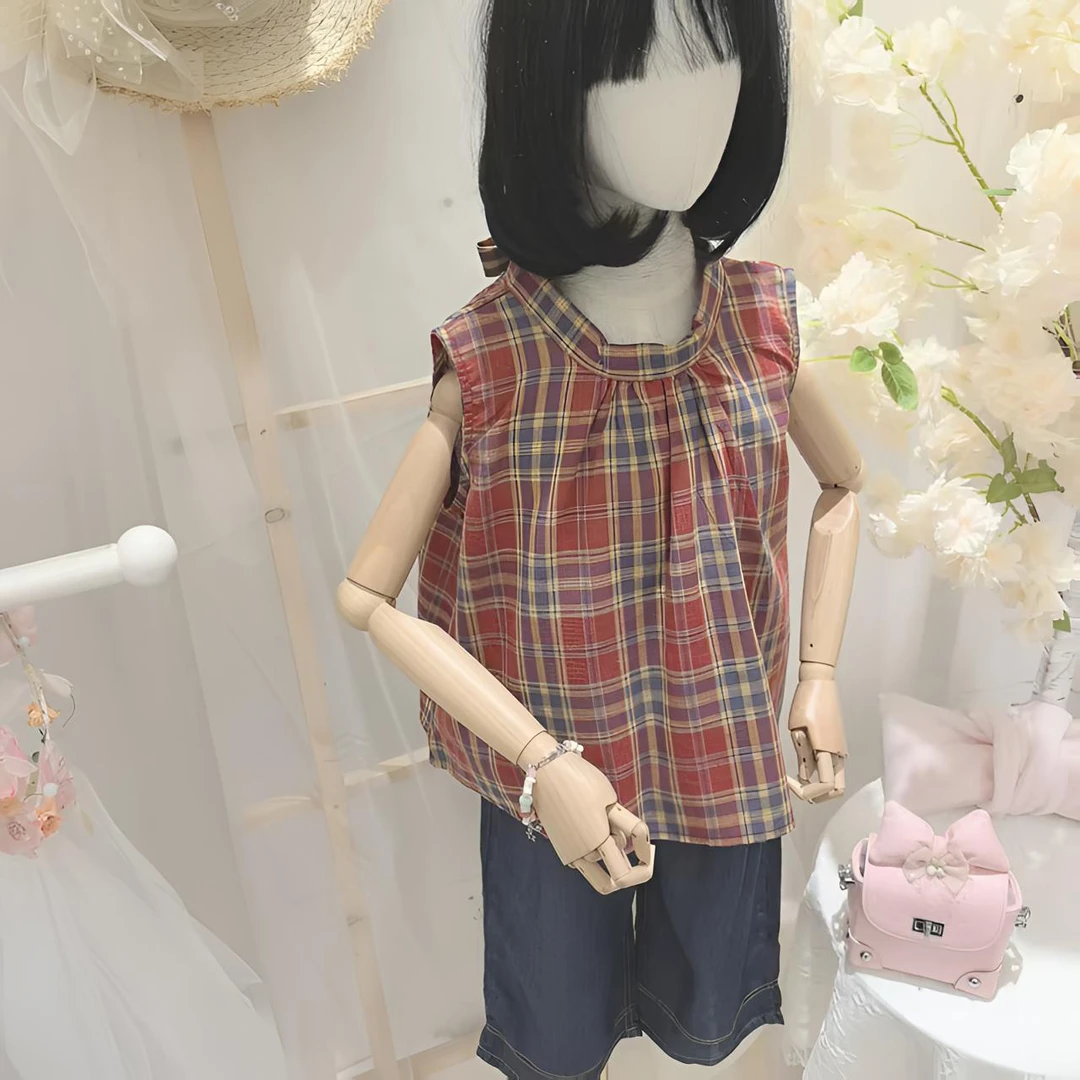 夏季女童新款2025后绑带上衣