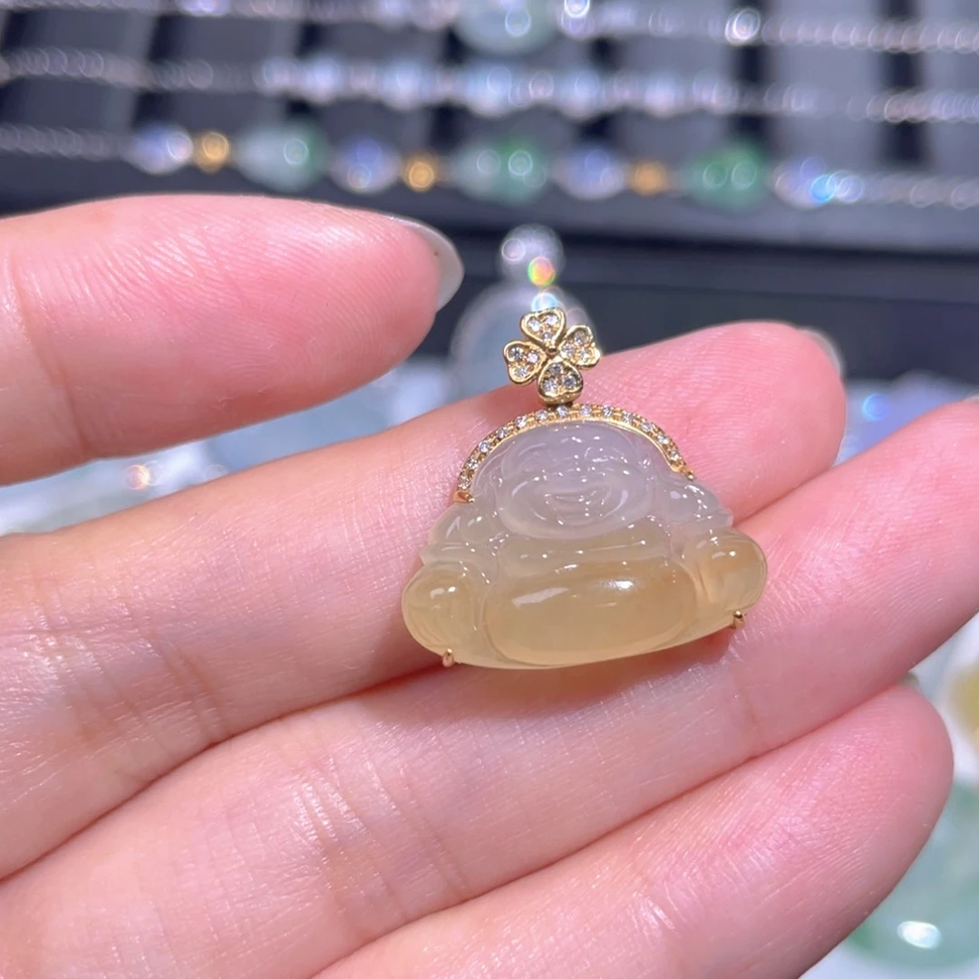 颈饰18K金镶嵌翡翠翡翠