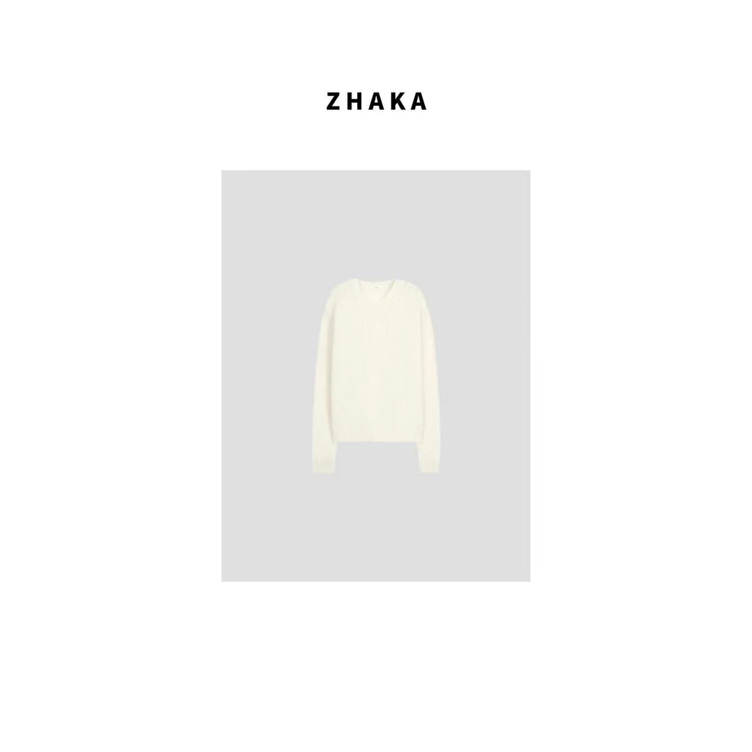 ZHAKA/山羊绒纯色针织圆领毛衣zk1355